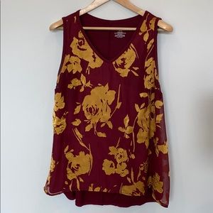 Lane Bryant Maroon Flower Tank